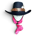 Black Feather Cowboy Hat Set with Bandana & Bolo Tie – 58 cm