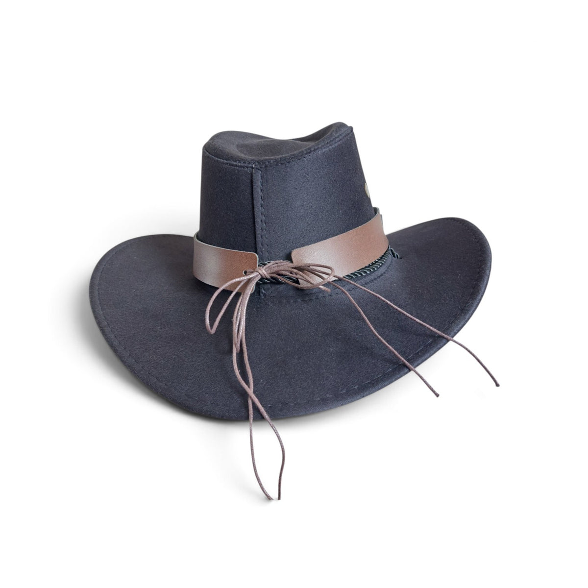 Black Feather Cowboy Hat Set with Bandana & Bolo Tie – 58 cm
