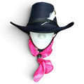 Black Feather Cowboy Hat Set with Bandana & Bolo Tie – 58 cm