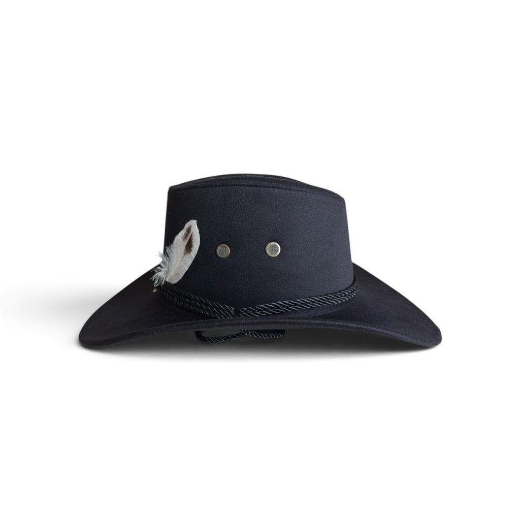 Black Feather Cowboy Hat Set with Bandana & Bolo Tie – 58 cm