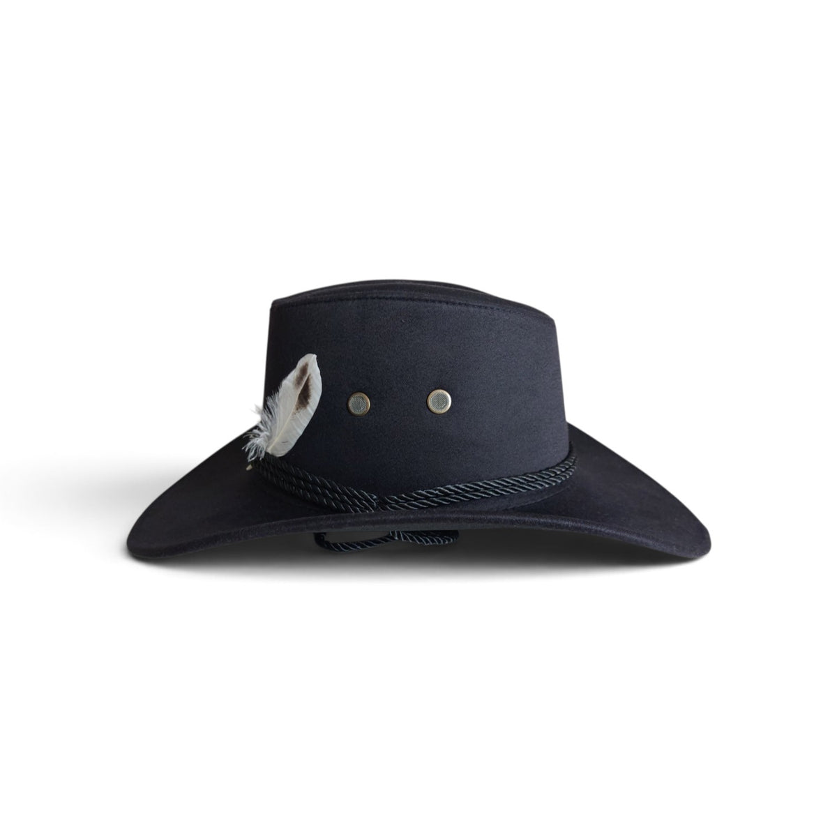 Black Feather Cowboy Hat Set with Bandana & Bolo Tie – 58 cm