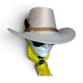 Beige Feather Cowboy Hat Set with Bandana & Bolo Tie – 58 cm