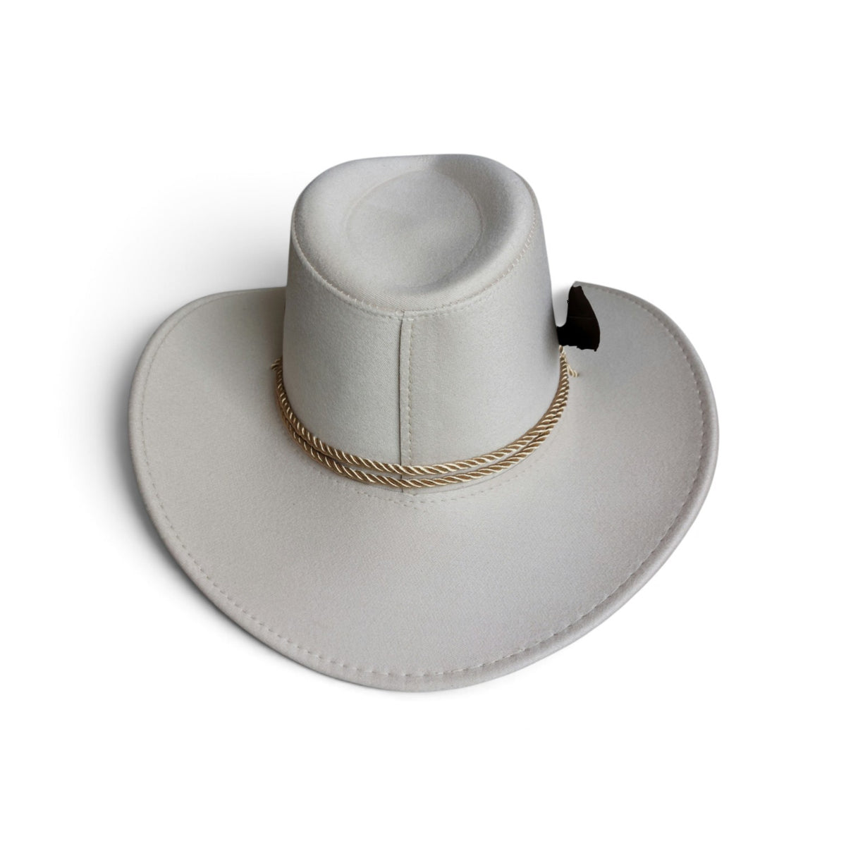 Beige Feather Cowboy Hat Set with Bandana & Bolo Tie – 58 cm